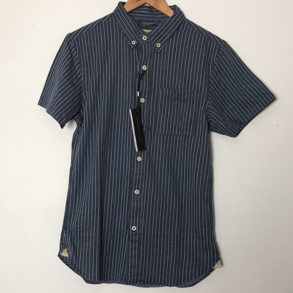 Nifty Genius shirt buttons, indigo & white, shirt sleeves, size Xsmall